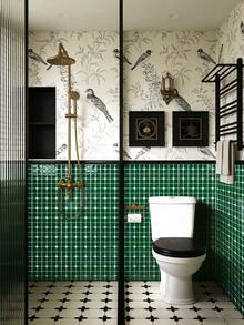 WalDecoo 1/5/10/20pcs 10"X10" Deep Emerald Glossy Octagonal Mosaic Self-Adhesive Wall Tiles, Waterproof Strong Adhesive Backing Easy To Clean, Kitchen Bathroom Splash Wall Decor - Jade Diamond Pattern - View 6