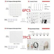 No-Drill Pegboard Accessories, Multi-Functional Wall-Mounted Storage Hooks, Strong Load-Bearing, Suitable For Hanging Kitchen And Bathroom Supplies, Home Pegboard Accessories, Space-Saving Home Hardware Decor, Back To School Season - Multicolor - View 8