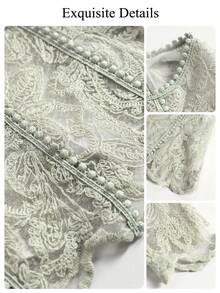 ALIAO Atasan Elegan Transparan Motif Kasmir Hijau Muda Musim Semi/Panas, Gaya Klasik, Cocok untuk Pernikahan, Pesta, dan Liburan. - Mint Green - View 6