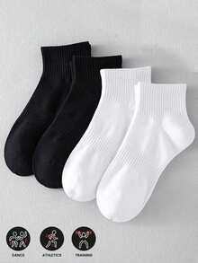 5/1 Pair Solid Color Knee-High Socks, Simple Comfortable Breathable White Socks, Suitable For Sports And Casual Wear, Unisex - Multicolor - View 2