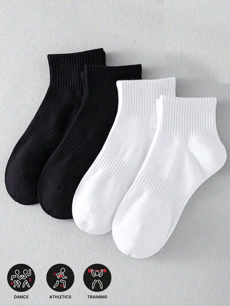 5/1 Pair Solid Color Knee-High Socks, Simple Comfortable Breathable White Socks, Suitable For Sports And Casual Wear, Unisex