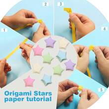Set Kertas Origami Bintang Warna Macaron | Dekorasi Gantung Bintang Harapan DIY Tanpa Lem | Dekorasi Pesta/Pernikahan/Ruangan, Pengisi Kotak Hadiah | Sudah Dipotong, Mudah Dilipat, Cocok untuk Pelajar dan Pecinta Kerajinan Tangan - Bintang Origami - View 6