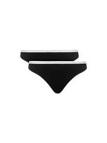 Calvin Klein [حزمة] الأكثر مبيعًا 2 عبوة من ملابس داخلية نسائية ثونغ + ثونغ حديث - أسود + أسود - مشاهدة 2