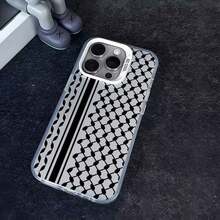 [24h Versand aus DE/FR/ES]Handyhülle: Kreatives Muster mit kariertem Design im Stil eines orientalischen Schals, rutschfest mit großem Loch, silberne IMD 2-in-1 schwarz-weiße Handyhülle für iPhone 17 Air 17Pro Max 17Pro 16 11 12 13 14 15 Pro Max 16E, hochwertiges Geschenk für iPhone 17 Handyhülle,  S21-S26  perfektes Geschenk. - 1 Bild - Übersicht 6