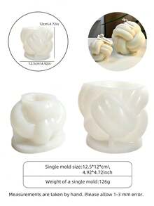 DIY 編織繩結蠟燭與石膏模具－矽膠手工工具，可製作獨特球形設計，適合製作香氛蠟燭與裝飾品，蠟燭製作材料 - 白色 - 查看 9