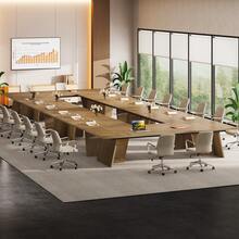 FINMIND 94.49" Large Rectangular Wood Conference Table, Modern Executive Meeting Table, Seats 8-10 People For Office Conference Room - Brown - View 11