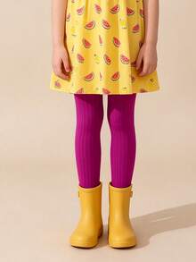 5/1pc Girls Bright Color Snug Fit Tights, Ribbed Solid Color All-Match Versatile Leggings, Classic Style For Spring, Autumn And All Seasons, Suitable For Girls' Daily Wear - Multicolor - View 6