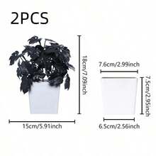 1/2 Pot 7inch (H) Artificial Monstera Leaf Black Planter Home Halloween Party Desktop Scene Decoration Ornament - Black - View 15