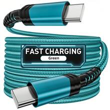 Tzlrxl USB C To USB C Fast Charging Cable, 480Mbps Data Sync Cable, Compatible With USB-C Devices, Durable Braided Design, 100cm/200cm Optional - 綠色 - 查看 9