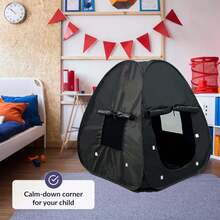 Black 4-Sided Sensory Tent | Calm Corner For Children's Play And Relaxation | Sensory Corner | Helps With Autism, SPD, Anxiety And Improving Focus | Black Sensory Tent For Children With Autism - Black - View 2