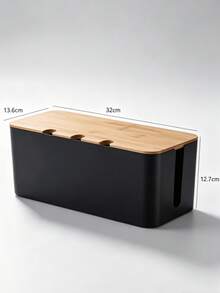 1pc Creative Minimalist Cable Management Box, Wooden Grain Style Cord Organizer With Cover For Power Strips, Chargers, Cables - Desktop Outlet Organizer For Kitchen, Living Room, Bedroom, Office, Dining Room - Multicolor - View 15