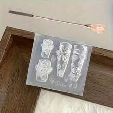 透明矽膠美甲模具 3D 玫瑰花瓣與葉片浮雕設計 清晰刻線 多款花朵造型 美甲 DIY 裝飾工具 3D 花卉造型 適用於美甲沙龍 DIY 創作 美甲 3D 飾品模具 - 彩色 - 查看 11