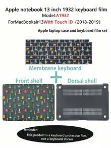 可愛卡通圖案筆電保護殼，相容 Macbook Air 13.3 A1932/A2179/A2337，硬殼保護套 + 鍵盤保護膜套組，防滑散熱防震筆電保護套，適合辦公、旅行與日常使用 - 查看 5
