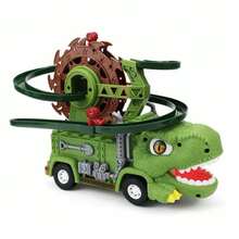 Coche de juguete para niños de gran capacidad con pista de ensamblaje multifunción, coche eléctrico con dinosaurio Tiranosaurio, Triceratops, pato amarillo y camión de bomberos, pista con bucle y tobogán, luces de colores, música dinámica, giro automático, evitación de obstáculos, deslizamiento omnidireccional, juguete educativo divertido e interactivo para niños, regalo adecuado para bebés de 2 años en adelante, regalo de cumpleaños y vacaciones (requiere 3 pilas AA) - Multicolor - Ver 15