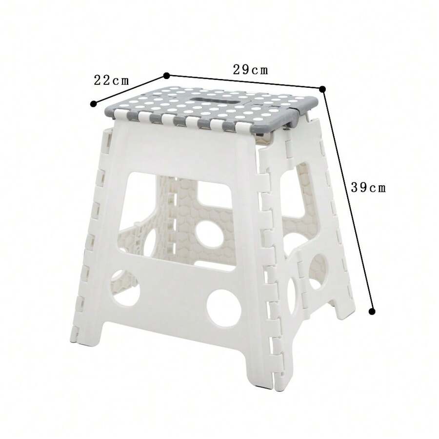 Taburete Plegable de Plástico : Resistente y Compacto | Taburete Fácil de Almacenar (Tres colores): Ideal para Hogar y Viajes | Taburete Plegable Antideslizante: Soporte Estable para Uso Diario - blanco-gris - Ver 1