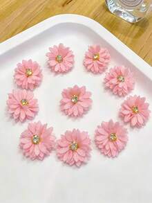 20/10pcs/Set Soft Pink Chiffon 3D Flower Hair Clips, Flower Design With Rhinestone Embellishments, Gentle Sweet Cute, Minimalist Fashion Hair Accessories - Suitable For Girls And Teenagers, Daily School, Vacation, - Multicolor - View 6