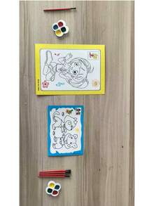 Random Cartoon Pattern Kids Coloring Painting Kit, DIY Hand Drawing Set With Pigment & Brush, Early Learning Educational Art Toy, Children Creative Activity Gift - Multicolor - View 11