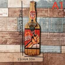 1 peça Abridor de Garrafas de Parede Vintage em Madeira - 15,35 pol/4,33 pol com Design Decorativo, Ferramenta Casual para Remoção de Tampas de Garrafas de Cerveja para Decoração de Casa, Bar e Restaurante, Decoração de Restaurante | Abridor de Garrafas de Parede | Design Funcional, Decoração Vintage - Adequado para Reuniões de Festa - Presente Perfeito para Amigos, Amantes e Família - Equipamento e Suprimentos de Serviço de Catering, Artigos de Mesa, Abridor de Garrafas Fixo, Artigos para Casa - Ver 1