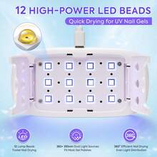 Lámpara de uñas LED UV mini, máquina de terapia LED profesional con 4 modos de temporización, esmalte de uñas en gel de curado rápido, adecuado para uso en salón de uñas - Blanco - Ver 8