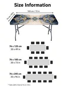 1pc Blue & Gold Marble Pattern Square Elastic Tablecloth, Modern Luxury Full Coverage Dining Table Protector, Suitable For Kitchen, Dining Room, Party, Home Tabletop Dust-Proof Decoration, Art Home Decor - Multicolor - View 3