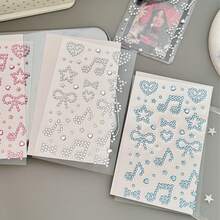 Back To School 3pcs Pearl Rhinestone Stickers Heart Music Note Star Self-Adhesive Crystal Gem Stickers Aesthetic Pastel Decals For Goo Card Journal Scrapbook Phone Case Photo Frame DIY Crafts Makeup Nail Decor Party Supplies Heart Stickers - Multicolor - View 10