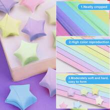 Set Kertas Origami Bintang Warna Macaron | Dekorasi Gantung Bintang Harapan DIY Tanpa Lem | Dekorasi Pesta/Pernikahan/Ruangan, Pengisi Kotak Hadiah | Sudah Dipotong, Mudah Dilipat, Cocok untuk Pelajar dan Pecinta Kerajinan Tangan - Bintang Origami - View 2