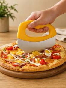 1pc Stainless Steel Pizza Slicer With Lid And Guard - Multi-Functional Vegetable Salad Chopper, Multi-Functional Baking Tool - Multicolor - View 12