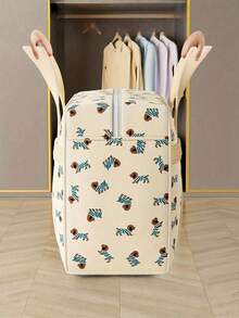 Large Capacity Clothing Storage Bag, Made Of Thick And Durable Polyester Fabric With Cute Dog Pattern. Foldable Design Saves Space, Equipped With Portable Handle, Suitable For Travel, Moving And Organizing Clothes, Bedding And Miscellaneous Items. Practical Home Storage Bag, Suitable For Holiday Essentials, Fashionable Room Decor And Matching Plush Toys. - Multicolor - View 3