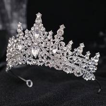 1 Stück Stück silberne Braut-Tiara mit komplettem Strassbesatz, Vintage-Kristall-Hochzeitskrone, elegantes Haaraccessoire für Schönheitswettbewerbe, Abschlussball und Partys - Verschiedenfarbig - Übersicht 4