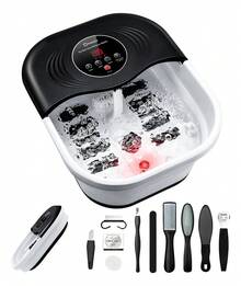 Tina Para Pedicure Spa Masajeadora Pies Con Calefacción Y Burbujas Hidromasaje Pies Plegable Set Pedicura - Negro - Ver 2