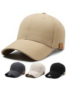 1pc Plus Size Men's Casual Baseball Cap, Solid Color Outdoor Sports Sun Protection Hat, Adjustable Large Head Circumference Duck Bill Cap, Dedicated Sun Protection Hat For Large Head People; Breathable Baseball Cap, Unisex, Adjustable Hat Circumference, With Sun Protection Function, Suitable For Cycling, Fishing, Outdoor Activities - Multicolor - View 1