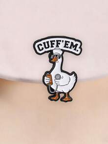 1件卡通可愛鵝護士琺瑯胸針，血壓計與「CUFF'EM」文字徽章，時尚配件，醫護人員最佳禮物 - 彩色 - 查看 2