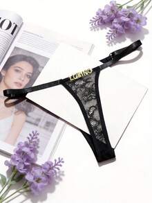 Custom Gold Pendant Thong Customizable Any Name Pendant Thong Custom Thong Bikini Couple Gift - Black - View 11