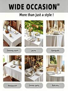 1pc Dust-Proof & Wrinkle-Resistant Rectangular Polyester Solid Color Tablecloth For Dining Room, Kitchen, Coffee Table, Conference Room, Desk, Wedding Banquet, Birthday Party, Home Decor, Bedroom Decor - White - View 6