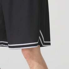 Skechers Men's High-Elasticity Breathable Mesh Quick-Dry Loose Basketball Shorts - Black - View 5