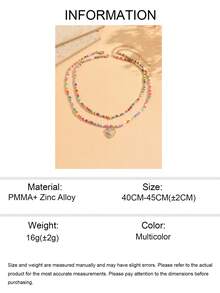 Set Kalung Liontin Hati Manik-Manik Berwarna-warni Manis dan Lucu untuk Musim Panas, Perhiasan Leher Wanita Populer Cocok untuk Pemakaian Sehari-hari, Liburan, Pesta, dan Kencan, Susunan Warna Manik-Manik Acak - MultiWarna - View 5