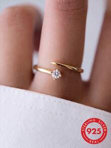 1pc S925 Sterling Silver Minimalist Personalized Rhinestone Open Toe Ring, Korean Ins Style Elegant Design, Fashionable Unique Minimalist Elegant Small Exquisite Adjustable Stackable Versatile Toe Ring, Suitable For Women's Daily, Party, Casual, Vacation Wear - Diamond - View 7