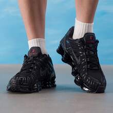 Nike New Low-Top Comfortable Breathable Running Cushioning SHOX TL Casual Shoes - Black - View 5