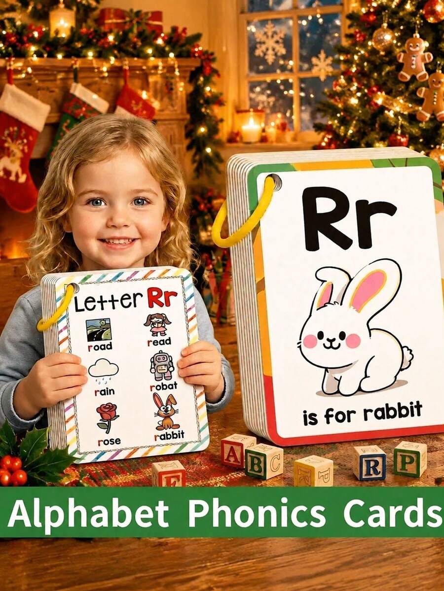 27張英文字母閃卡，幼兒教育，學習動物與字母，認知啟蒙卡，適合3-6歲兒童的字母發音閃卡，包含26個字母、單字及對應解釋