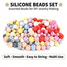 210pcs/Set Macaron Silicone Beads Mix Set Focal Spacer Beads DIY Jewelry Craft Accessories For Necklace Bracelet Keychain ID Lanyard Beading Supplies - Mixed Set a - View 3