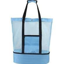 Large Capacity Multi-Function Beach Mesh Bag, Double Layer Outdoor Portable Tote Bag With Shoulder Strap, Suitable For Insulated Lunch, Picnic And Beach Storage Travel Bag - Multicolor - View 10