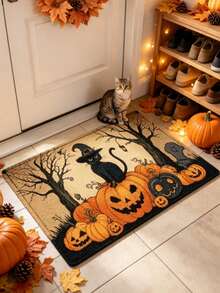 1/2pcs Halloween Pumpkin Kitchen Mat, Living Room Rug, Living Room Small Rug, Bedroom Rug, Living Room Home Decor, Outdoor Rug, Washable Rug - Multicolor - View 4