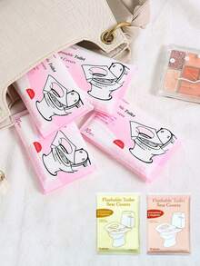 10/30/50pcs Disposable Toilet Seat Covers, Flushable Paper Toilet Seat Covers, Portable Toilet Seat Stickers, Travel Essential Accessories, Water-Soluble Paper Toilet Seat Covers, Business Travel Toilet Seat Covers, Suitable For Airplane, Travel, Public Places - View 5