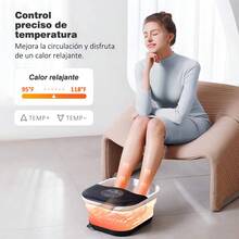 Tina Para Pedicure Spa Masajeadora Pies Con Calefacción Y Burbujas Hidromasaje Pies Plegable Set Pedicura - Negro - Ver 5