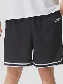 Skechers Men's High-Elasticity Breathable Mesh Quick-Dry Loose Basketball Shorts - Black - View 1