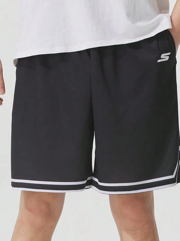 Skechers Men's High-Elasticity Breathable Mesh Quick-Dry Loose Basketball Shorts - Black - View 1