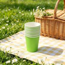 2/10/20/30/40/60/100pcs 9oz Paper Coffee Cups, Water Cups, Beverage Cups, Milk Cups, Juice Cups, Champagne Cups, Party Cups, Suitable For Hot And Cold Drinks, Green Paper Hot Coffee Cups, Suitable For Water, Juice Or Tea, Office, Party, Home, Travel, Suitable For Party, Picnic, Travel And Events - View 2