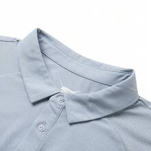 Skechers Camiseta polo de manga corta para hombre, serie de golf, con cuello tipo polo, diseño raglán, tejido de malla y secado rápido - Celeste - Ver 7