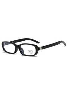 1 Pair Unisex Fashion Small Frame Clear Lens Glasses, Suitable For Work, Commuting And No-Makeup Look - Black - View 2