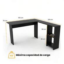 Escritorio en L minimalista negro para home office sin logotipos - Negro1 - Ver 8